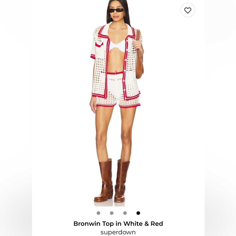 Superdown High Waist Shorts in White and Red